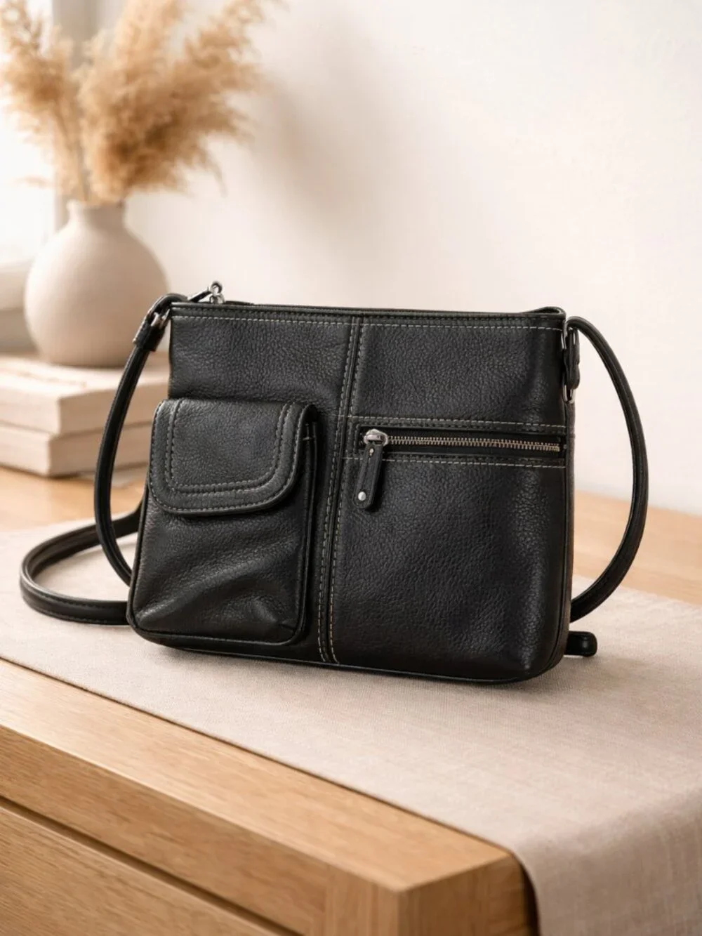 Tignanello Black‎ Crossbody Handbag with Cell Phone Holder